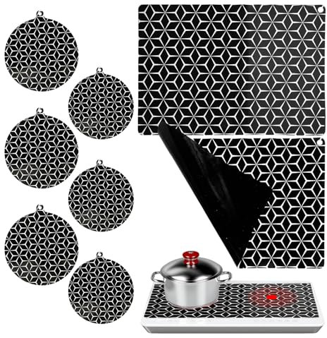 8 er Set Induktionsschutzmatte, Induktionsmatte, rutschfest Induktionsmatte Wärmeisolierte Pad, Schutzmatte Induktionskochfeld, Nduktionskochfeld Abdeckung Für Herd, Schwarz, Abwaschbar(25 * 35cm)