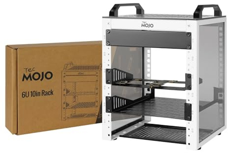 Tecmojo 6U Netzwerk-Rack, 25,4 cm Mini-Server-Rack mit 2 seitlichen durchscheinenden Paneelen und 2 oberen Griffen, 20 cm tief, für 25,4 cm (10 Zoll) IT-Geräte und A/V-Geräte, Weiß