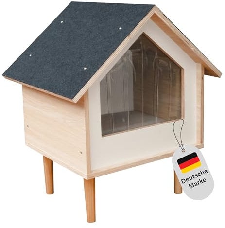 Awwi Katzenhaus Outdoor und Indoor – Wasserabweisend & Isolierend – Stilvolle Katzenhütte oder Hundehütte Outdoor – Katzenhöhle für Drinnen & Draußen