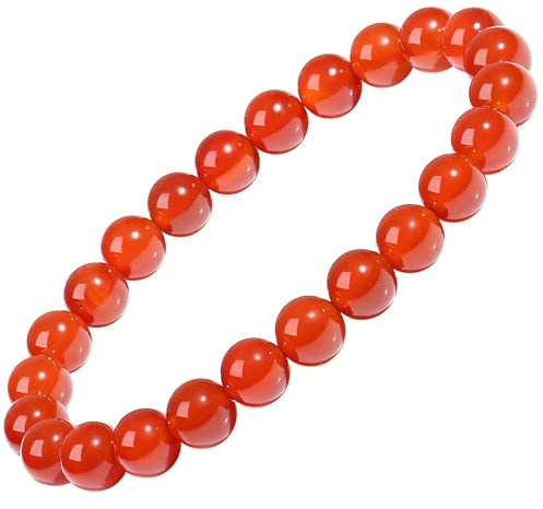 AWARDSEN Agate Rouge Bracelet Pierre Naturelle Femme hommes Pierre Precieuse Bracelet Stretch Perle Bijoux Cadeau pour Femme hommes 8mm