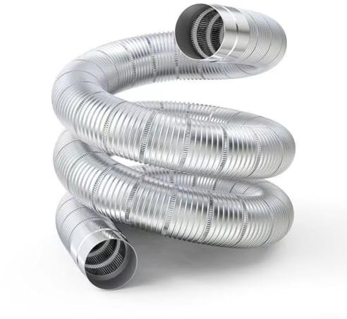 Jotekonoby Codo de tubo de estufa de acero inoxidable flexible de 50 mm, revestimiento de chimenea múltiple extensible de 0,65 a 1,5 m, resistente al calor para calentador de agua interior, camping al