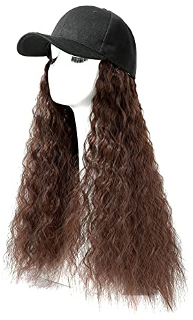 Lockiges Haar, lange Mütze, Perücke, verstellbare Baseballkappe, Frisurenperücke, verstellbare Kappe (B, Einheitsgröße)