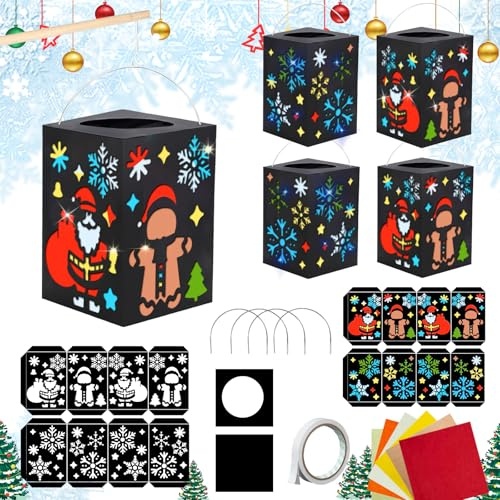 Eroionet 4er Set Laternen Basteln Weihnachten DIY Bastelset | Interaktives DIY Bastelset für die Familienzeit, Kreatives Winter Deko-Set zum Selber Basteln, Weihnachtsfeier Mitbringsel