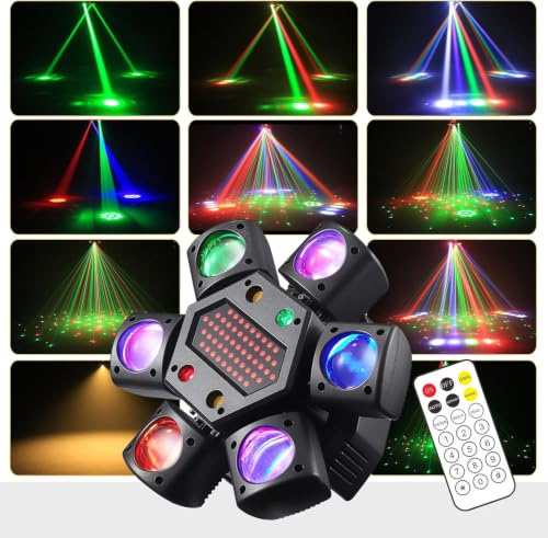 Littleboyny Moving Head Discolicht Partylicht, DMX 512 Effektstrahler,XJG06 LED RGB Licht DJ Projektor Musikgesteuert DJ Disco Lichter, Für KTV Familientreffen Hochzeit Geburtstag Halloween