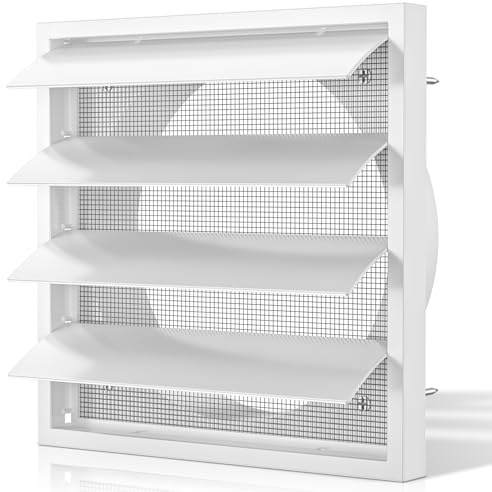 HG Power 6 Inch/150mm Gravity Grille Air Vent Cover, 175mm External Dimension Louvred Wall Vent with Flyscreen, Ventilation for Tumble Dryer, Extractor Fan, Garage, Bathroom, Kitchen, Outside Wall