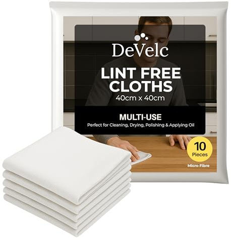 10 Pack Of Lint Free Cloths, 40x40cm Large Size, Multi purpose & Reusable | Perfect For General Cleaning, Polishing, Applying Oils & Waxes