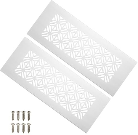 PATIKIL Door Air Vent Cover 200mm x 80mm Aluminum Light Grey 2 Pcs | Heavy Duty Grille Ventilation Cover,Louvered,with Mounting Screws,for Cabinet Wardrobe Door