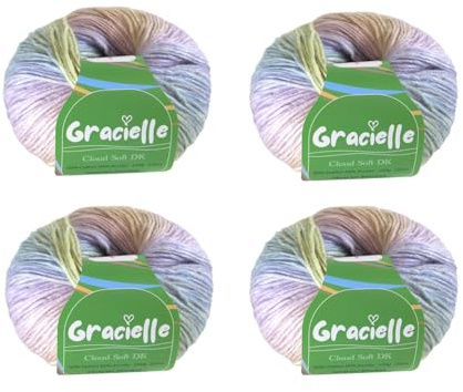 Gracielle Cloud Soft DK Yarn, 100g (220m) Gradient Ombre Cotton-Acrylic Blend, for Crochet and Knitting, Double Knitting Yarn for Blanket, Jumpers, top or Cardigan
