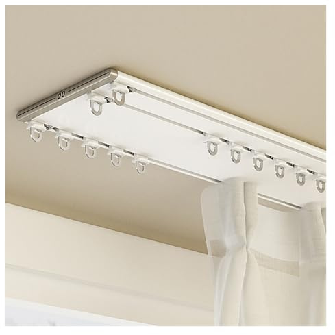 2-läufige Gardinenschiene, Deckenschiene Gardinen, Vorhangschienen-Set, Doppelläufige Mit Deckenbefestigung Aluminium, Gardinenstange Deckenhalterung, Für Büro(1.1m)