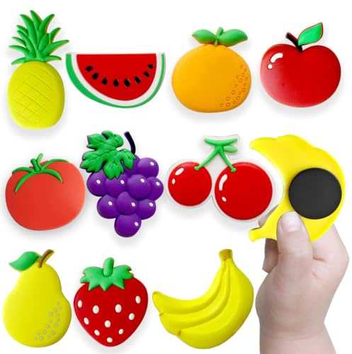 Cossaot 10 Piezas Fruta Imanes Nevera Ninios, Letras Magneticas Niños | Fácil Fijación Magnética, Decoración Divertida, Fácil de Mover y Combinar, Ideal para Niños y Familias