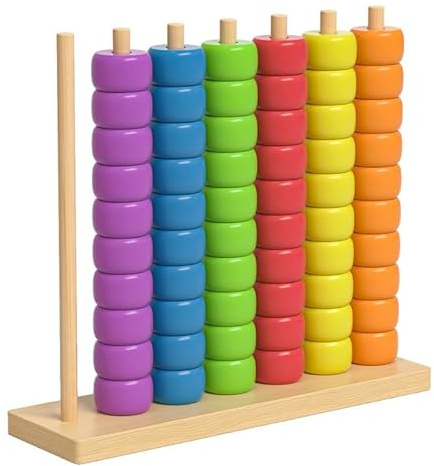 Generisch Color Stack Game aus Holz, Farbstapelspiel & Sortierspiel, Stapel- und Zuordnungsspiel für Familien (Holzperlen Groß)
