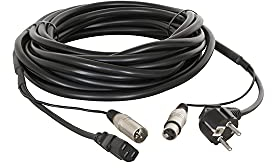 PD Connex Câble Audio Combiné Cordon Secteur - XLR F/IEC F - XLR M - 20m - Idéal pour Relier vos Enceintes de Sonorisation