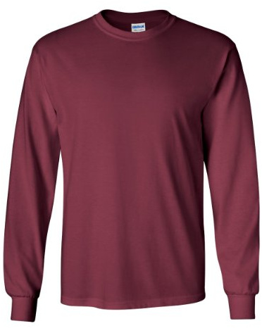 Gildan Men's Double Needle Bottom Hem Rib Knit T-Shirt, Maroon, X-Large