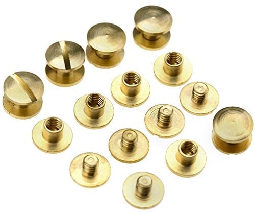 10 Sets 4 x 4.5mm Leather Craft Flat Belt Screw Brass Solid Rivets Stud Head