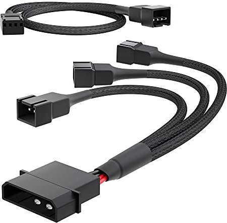 KabelDirekt – 2-pin Molex 12V to 3 x 15cm 2-pin fan Y-cable + 30cm PWM fan extension cable