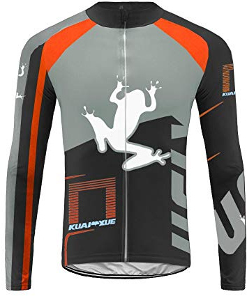 UGLY FROG Herren Radtrikot Set, Winter Warm Fleece Atmungsaktiv Quick-Dry Lange Ärmel Radsport-Shirt + Gel Gepolsterte Lange Hosen