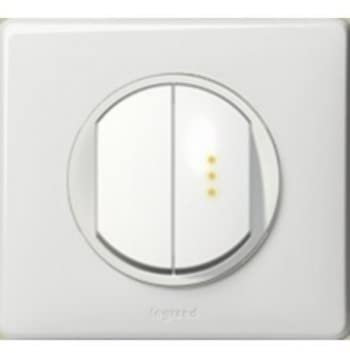 Legrand Double Va et Vient. 1 Avec Voyant Lumineux 1 sans, Gris, Bouton Mécanique, ON-ON-OFF