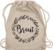 Turnbeutel Rucksack - JGA Junggesellenabschied Frauen - Braut Blumenkranz schwarz - Unisize - Naturweiß - utensilien junggesellinnenabschied brauttaschen bachelorette party bräute juterucksack