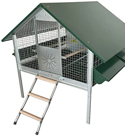 Pollaio a Casetta Chicken Country Versione Base per Polli all'Ingrasso. In Lamiera Verniciata e Rete Zincata. Cm 135 x 120 x H 120