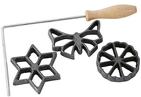 Westmark Waffelbäckerei, Mit 3 Motiven, Mit Rezeptheft, Formengröße: 7 9 cm, Stahl/Holz, Silber/Hellbraun, 32242260