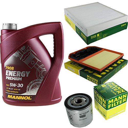 Filter Set Inspektionspaket 5 Liter MANNOL Motoröl Energy Premium 5W-30 API SN/CF MANN-FILTER Luftfilter Innenraumfilter Ölfilter