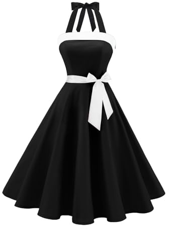 Timormode Sexy Robe Rétro Vintage Femme Année 40 50 60 Robe de Cocktail Rockabilly Décolleté