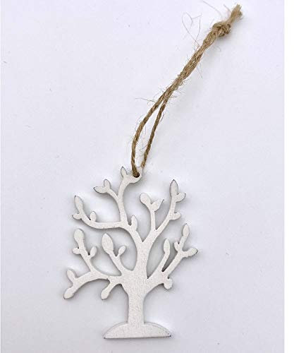 12 PZ Albero della vita bianco in legno 5 cm decorazione bomboniera