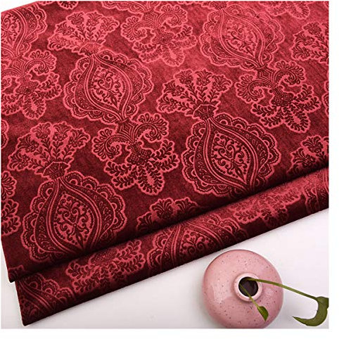 NAKAN Blumenmuster Samtstoff Meterware 145 cm Breit Blumen Dekorativen Samtstoff Möbelstoff, Polsterstoff für Polsterung, DIY Handwerk, Vorhang, Wohnkultur(Color:red2)