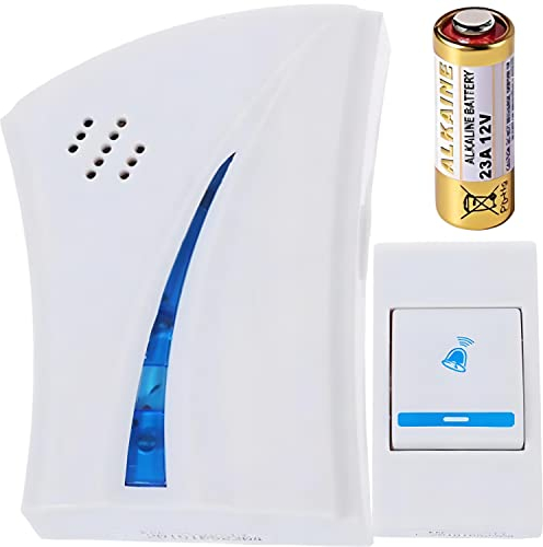 Retoo Funkklingel, Türklingel Kabellose Funk Set, Aussen Wasserdicht Klingel Batteriebetrieben mit Reichweite 100m, 32 Melodien, Haustür Klingel mit Plug-in-Empfänger, Tür Klingel, Weiß