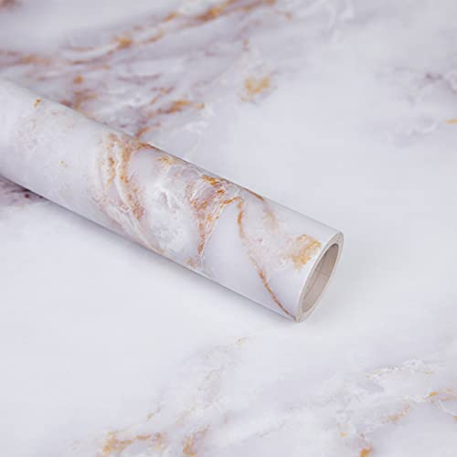 Decoroom Möbelfolie Marmor Folie Selbstklebend Klebefolie Weiß 60x500cm Wasserdich Arbeitsplatte Küchenfolie Aufkleber für Möbel DIY Dekorfolie
