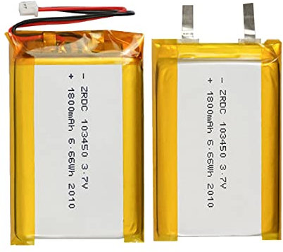 FREEDOH 3.7V 1800mAh Lithium Polymer ion Battery 103450 1.8Ah Li-ion Battery Rechargeable Lithium-ion Battery Pack With PH1.25 Connector (2 pcs)