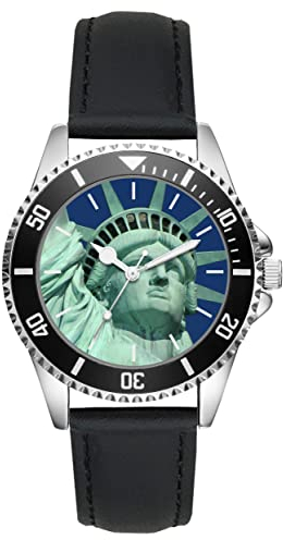 KIESENBERG Herrenuhr New York Liberty Freiheitssatue Souvenir Fan Armbanduhr Geschenk Analog Quartz Lederarmband Uhr L-21182