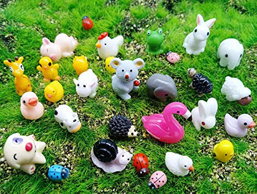 JKberelli 45Pcs Mini Animals Miniature Ornament Kits Set for DIY,Miniature Fairy Garden Accessories for Fairy Gardens Plant House Decor