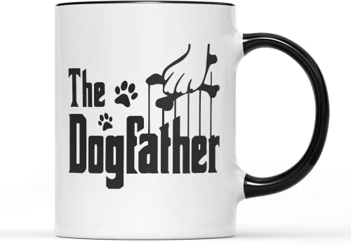 The Dogfather Mug Tea Coffee Cup Novelty Funny Fun Phrase Crime Felony Family New York Business Dog Canine Puppy Pet Love Mob War Don Film TV Gift Present (Black Handle)