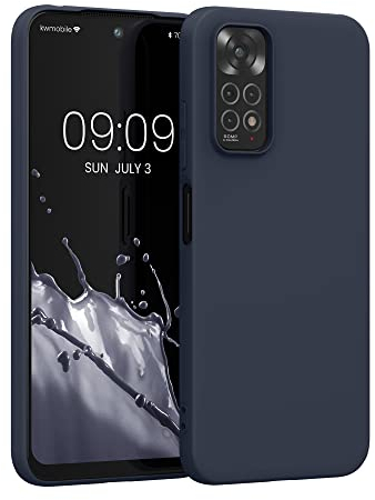 kwmobile Funda para Xiaomi Redmi Note 11 / Note 11S Carcasa - Ultrafina de TPU y Silicona con Bordes elevados anticaídas - Azul turquí