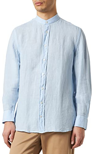 HACKETT LONDON Herren Garment Dyed Linen P Hemd, Sky, M
