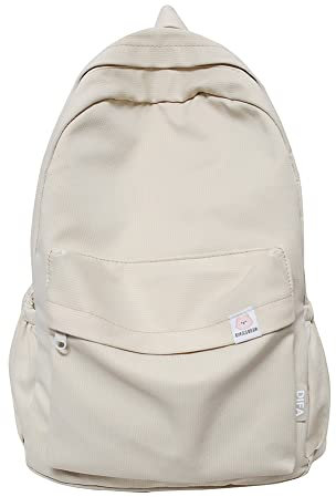 YFGBCX Sac à dos esthétique mignon pour femme, couleur unie, sac à dos léger et classique, sac à dos pour ordinateur portable pour femme, beige, 16.93x11.42x5.12in, Mignon