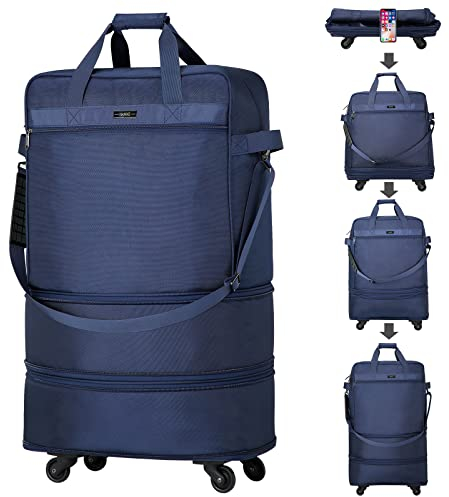 Hanke Maleta Grande expandible de 4 Ruedas, Ligera, Plegable, Maletas y Bolsas de Viaje, Equipaje de Mano Que se extiende 20/24/28 Pulgadas, Bolsa de Lona sin asa telescópica para Hombres y Mujeres,