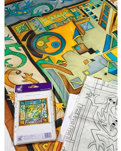 PAINT IT EASY NEU Gutta-Tuch 90x90, Pongé 08, Motiv 'Bali'