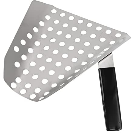 Edelstahl Popcorn Schaufel, Körnersieb Geschwindigkeitsschaufel, Ergonomischer Einhand Pommes Schaufel mit Löchern, für Geschäfte, Kinos, Picknicks, Popcornmaschinen