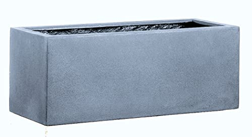 Casa Mina Esteras Pflanzkübel groß außen - Fiberglas Blumenkübel Rechteckig 77x37x37cm - Premium Pflanzgefäß für Draußen - Blumenkübel Frostsicher - Blumenkasten für den Garten grau - Gillingham