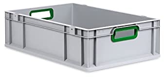 PROREGAL Eurobox NextGen Color | HxBxT 17x40x60cm | 34 Liter | Griffe grün offen | Glatter Boden | Eurobehälter, Transportbox, Transportbehälter, Stapelbehälter