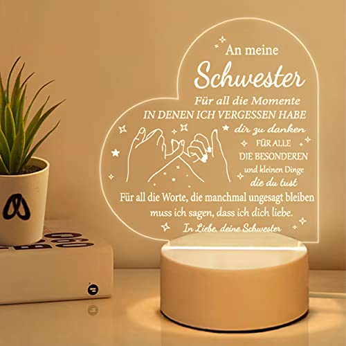 Sanmu Geschenke für Schwester, Beste Schwester Geschenke, Schwestern Geburtstag Nachtlicht - Muttertag, Weihnachten, Geburtstag Geschenke