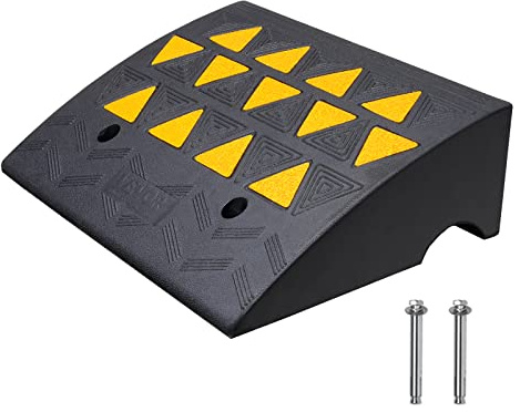 VEVOR Rubber Curb Ramp 6'' Rise Height Sidewalk Threshold Ramp, 14.6'' Width 19.3'' Length Driveway Ramp 33069 lbs Load Capacity for Curb for Forklifts, Trucks, Buses, Cars, Wheelchairs, Bike