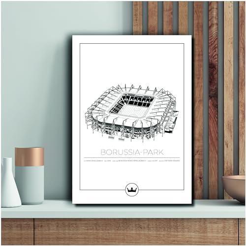 Sverigemotiv Fußballstadion Wandkunstdruck – Bundesliga Fußballmannschaften Eintracht Frankfurt (Borussia Mönchengladbach - Borussia Park, A4)– Fußball geschenke jungen für Fussball-Enthusiasten