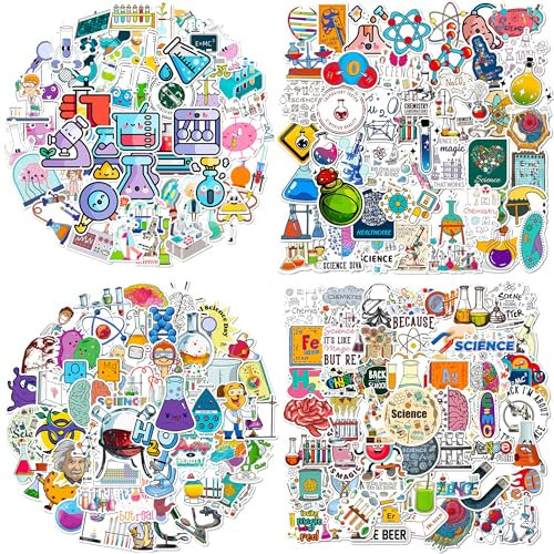 200 Pcs Natural Sciences Stickers Physics Biology Chemistry Experiment Waterproof Vinyl Stickers Student Science Laboratory Sticker for Laptop, Waterbottle, Phone, Notebook, Skateboard