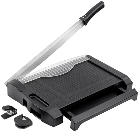 TIANSE Papierschneider, 3-in-1-Papierschneidemaschine mit Sicherheitsklingenverriegelung, 5–10 Blatt Kapazität, Papierschneidebrett für Zuhause, Büro, Schule