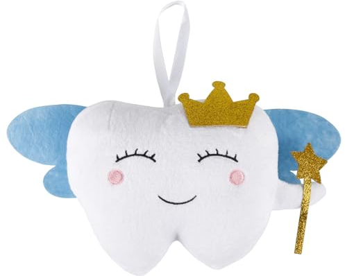 Lasuroa Tooth Fairy Pillow With Pocket, Soft Crystal Velvet, Blue Wings, Unisex, 3+