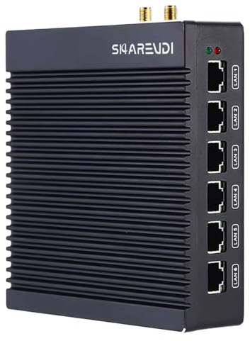 Sharevdi Micro Firewall Appliance, Lüfterloser Mini PC Intel N3700 4Cores/4Threads, 6X Intel 2.5 GbE i226-V LAN,AES-NI,DDR3 8GB SSD 128GB Router Netzwerk Sicherheit USB3.0/VGA/HD/Wi-Fi