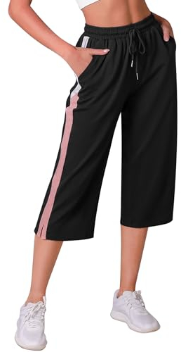 iClosam Jogginghose Damen 3/4 Lang Trainingshose High Waist mit Taschen Freizeithose Sporthose Sweathose für Frauen Trainingsanzug Hose mit Kordelzug S-XXL